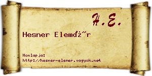 Hesner Elemér névjegykártya